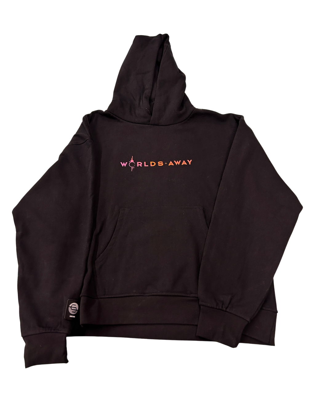 Worlds Away Text Hoodie Black