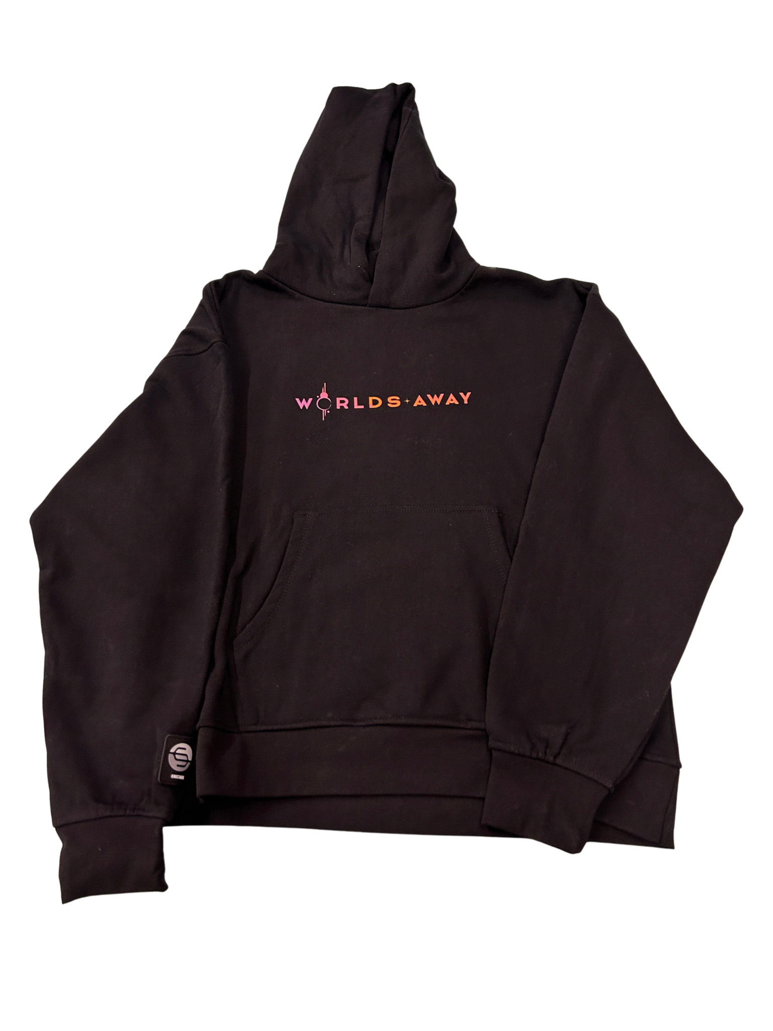 Worlds Away Text Hoodie Black