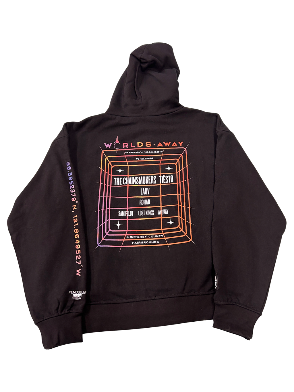 Worlds Away Text Hoodie Black