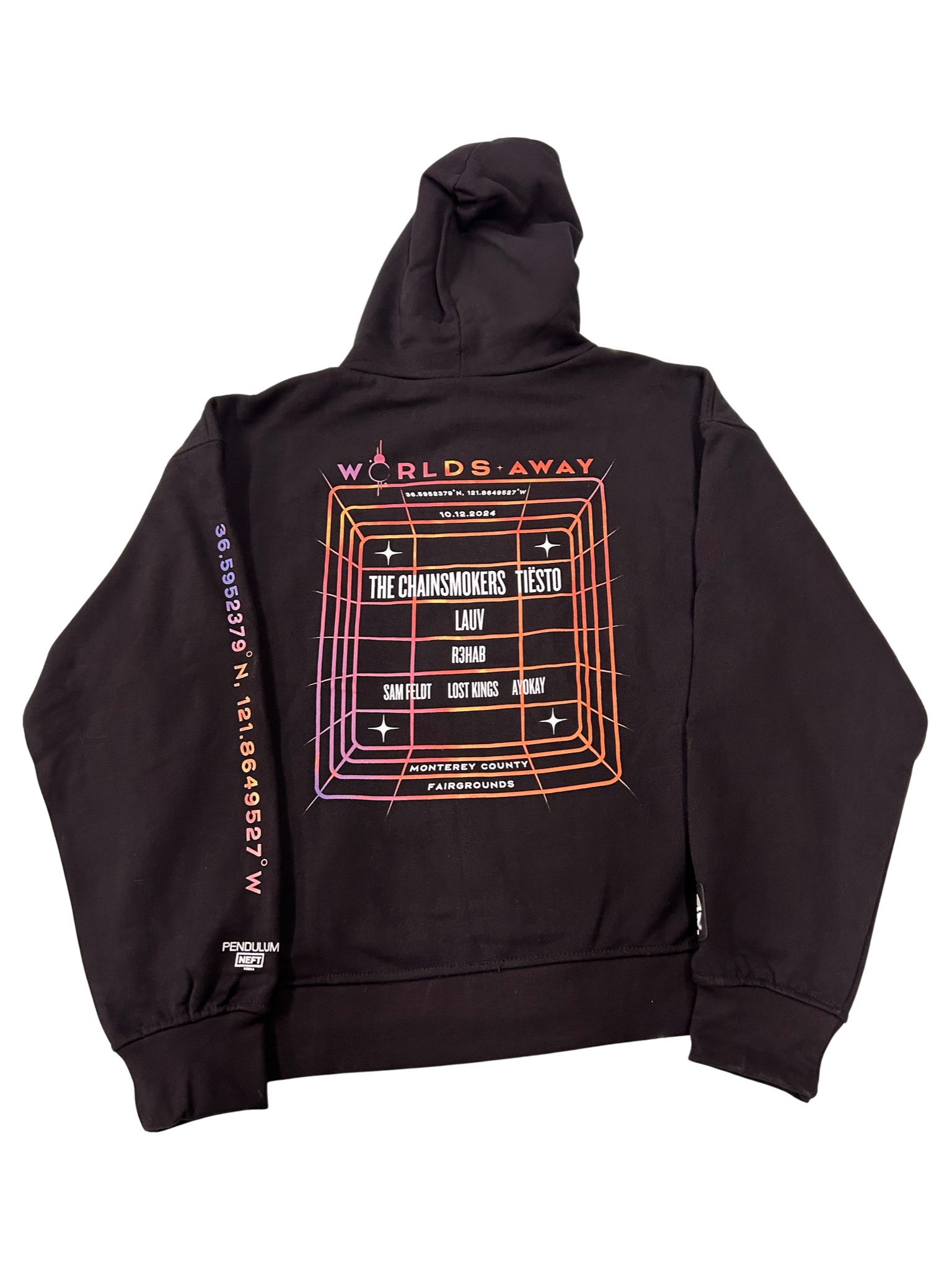 Worlds Away Text Hoodie Black