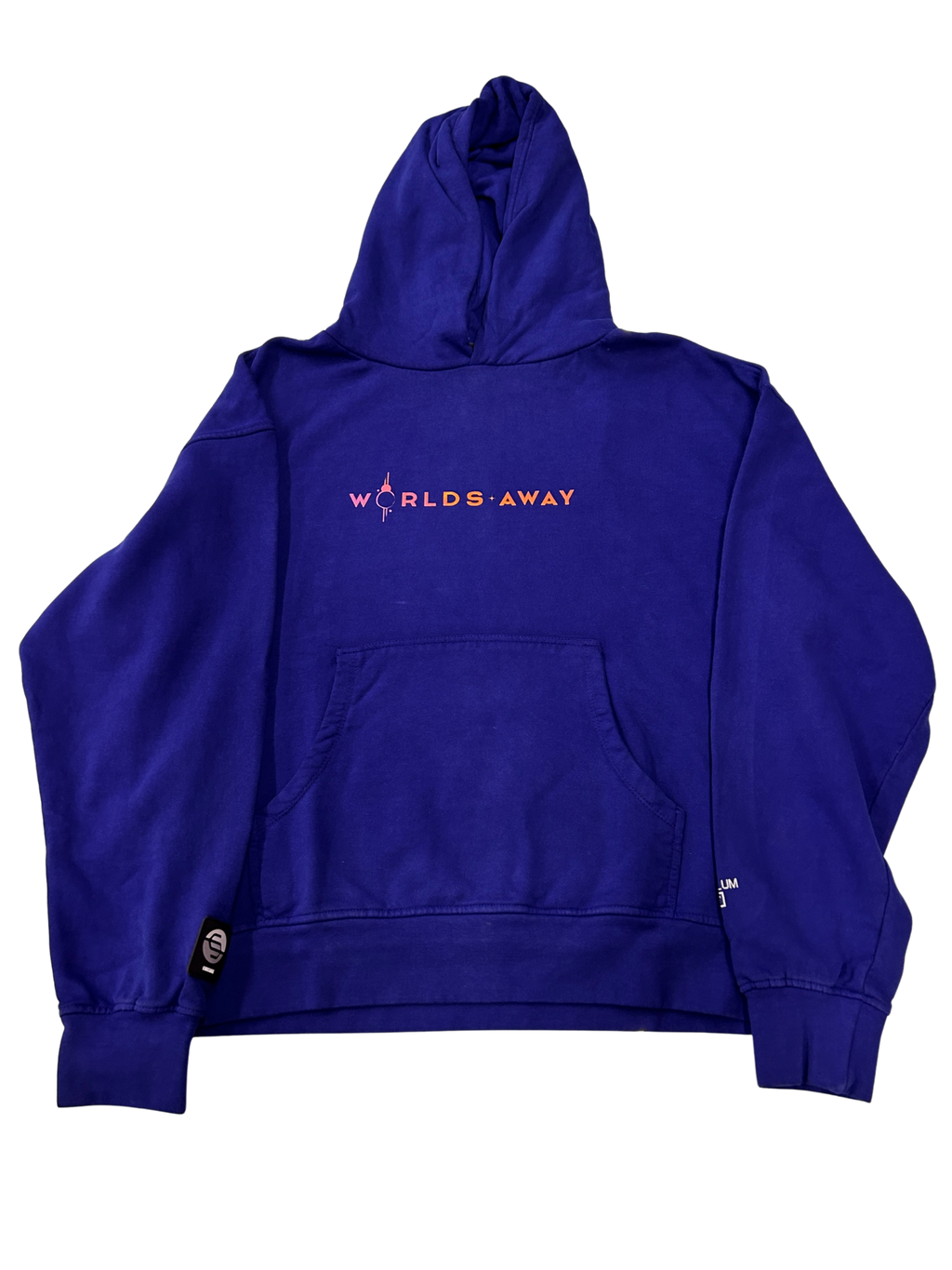 Worlds Away Text Hoodie Blue