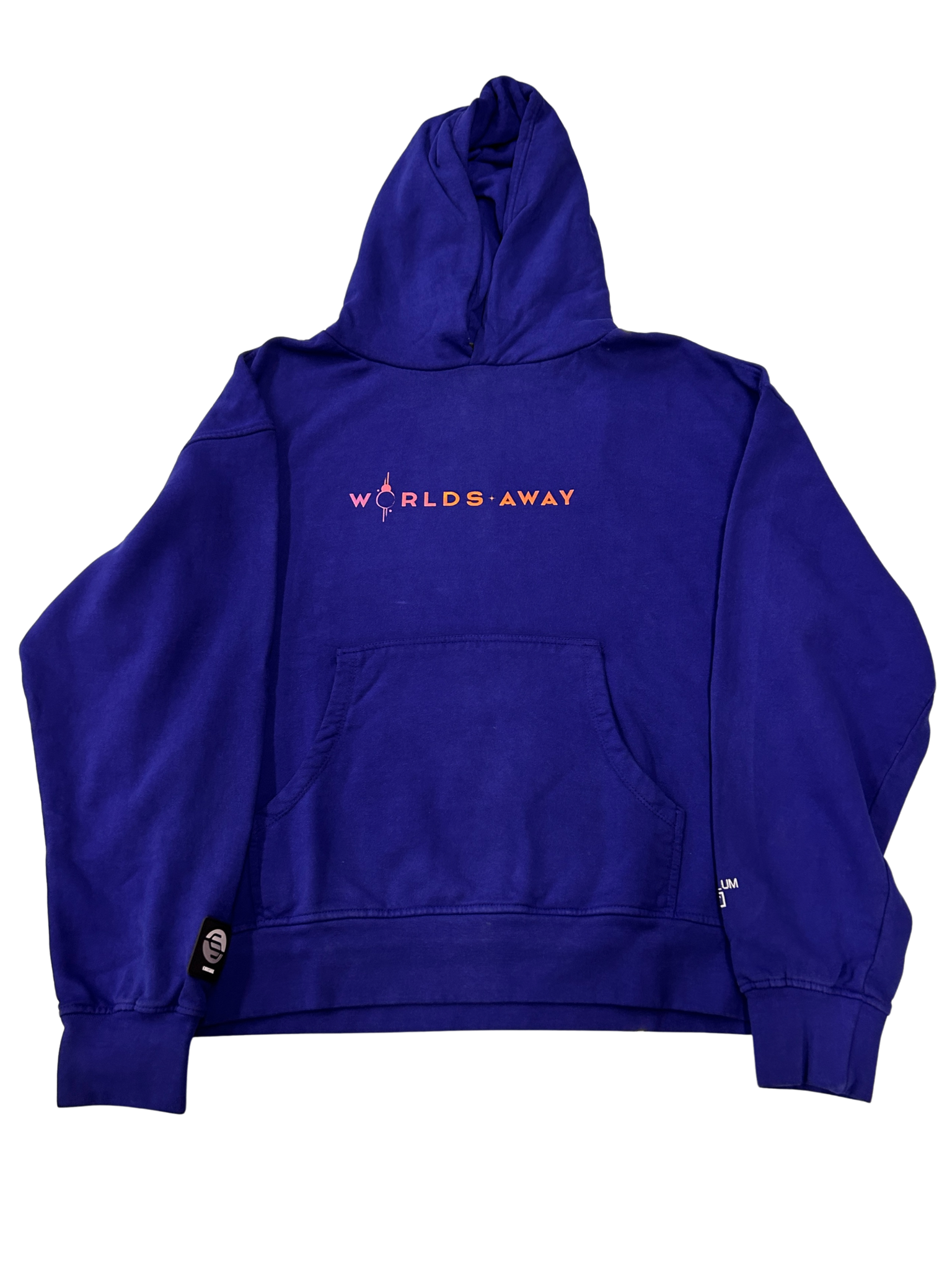 Worlds Away Text Hoodie Blue