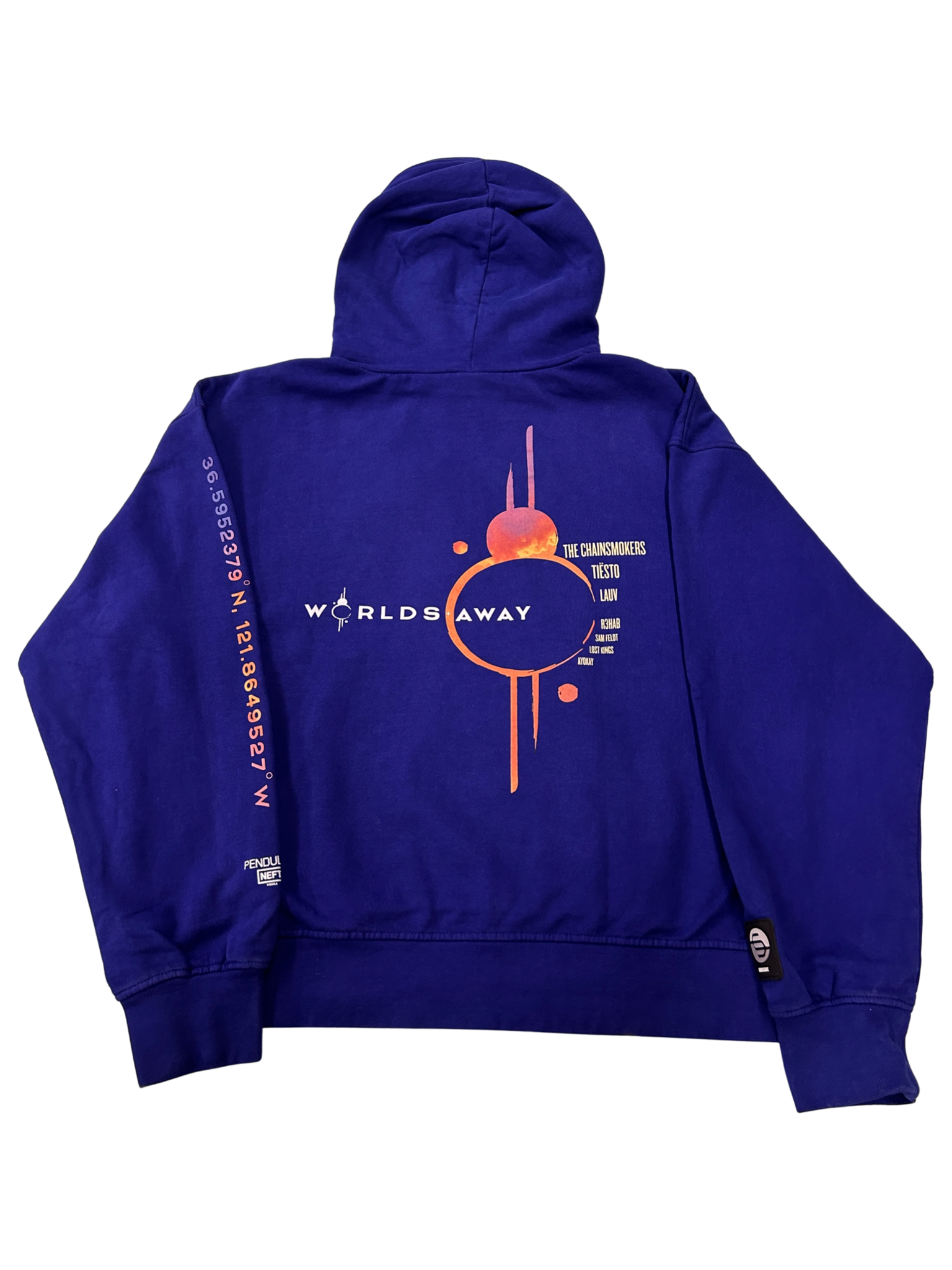 Worlds Away Text Hoodie Blue
